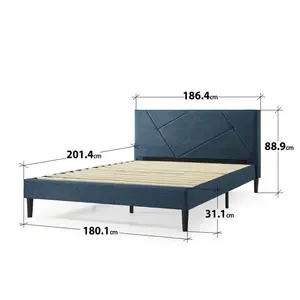 Colton Bluff Upholstered Bed Frame with Headboard Blue / Super King (6')