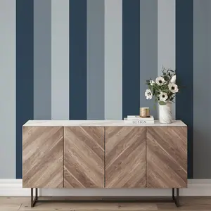 World of Wallpaper Stripe Wallpaper Soft Blue/Navy/Denim AF0021