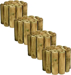 AAMEN 4 X Wooden Border Edging, Log Border Rolls 1.8m x 15cm