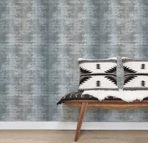 Galerie Bazaar Teal Black Bazaar Weave Smooth Wallpaper