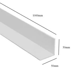 4 x White 1 Metre UPVC Plastic Rigid Angle 50 x 50mm Corner Cover Trim 90 Degree