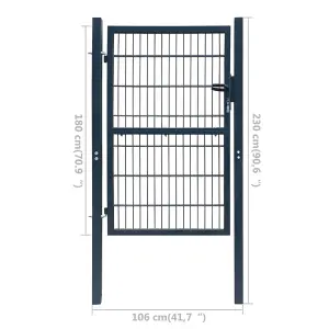 Berkfield 2D Fence Gate (Single) Anthracite Grey 106 x 230 cm