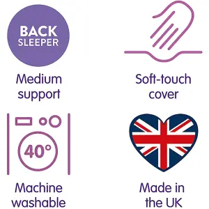 Slumberdown Cosy Nights Pillows 4 Pack Medium Support Front Sleeper Pillows for Neck Pain Relief Comfortable 48x74cm