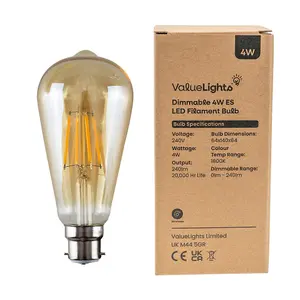 5 Pack E27 Amber Thermal Plastic Pear LED 4W Warm White 2700K 400lm Light Bulb