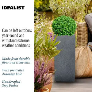 Set of 2 IDEALIST™ 50cm Tall Planter, Grey Reinforced Stone Garden Tall Square Planters, Outdoor Plant Pots L21 W21 H50 cm, 22L