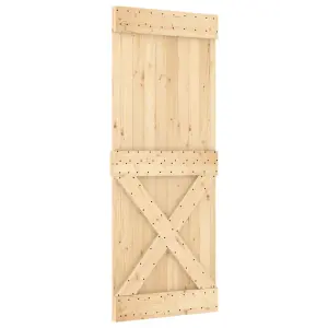 Berkfield Sliding Door with Hardware Set 90x210 cm Solid Wood Pine