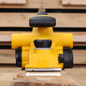 TOUGH MASTER Electric Wood Planer 110mm 1000W 16000 RPM Portable Hand Planer With 2 Reversible HSS Blades And 3 Meters Power Cord