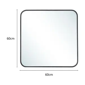 Black Square Wall Bathroom Framed Mirror Vanity Mirror Makeup Mirror for Dressing Table 600 mm x 600 mm