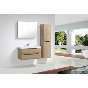 Stanhope 900mm Single Bathroom Vanity with Undermount Glass Basin White / Light Wood