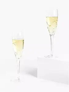 John Lewis Grosseto Cut Crystal Glass Champagne Flutes, 160Ml, Set Of 2, Clear