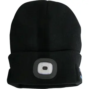 Beanie Hat with Integrated Spotlight - 4 SMD LED - Built In Wireless Headphones