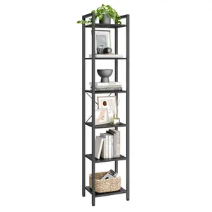 Lakesha Etagere Bookcase Ebony Black / 187.5cm H x 40cm W x 30cm D