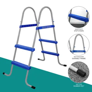 33 Inch Double-Sided Pool Step Ladder Metal Frame for Above-Ground Swimming Pools