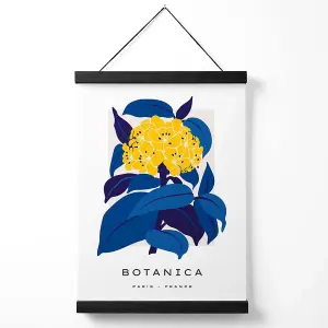 Abstract Yellow and Blue Hydrangea Flower Market Gallery Medium Poster with Black Hanger