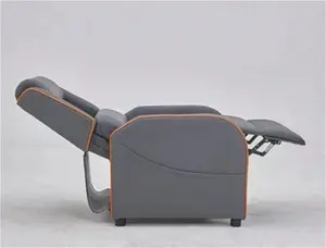 Nova Gaming Racer Recliner Ergonomic Leather Computer Chair Cinema Armchair, Grey With Orange Trim