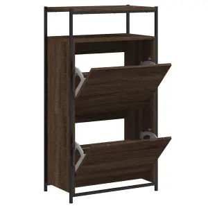 Shoe Cabinet Brown Oak 60x34x112 Engineered Wood