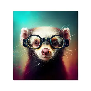 Ferret With Glasses Splashart Premium Glass Kitchen Splashback W700mm x H650mm