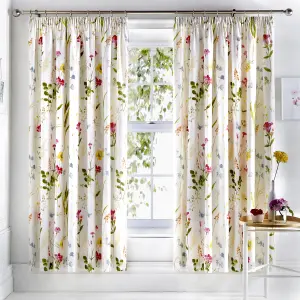 Spring Glade Pair of Multicoloured Pencil Pleat Curtains