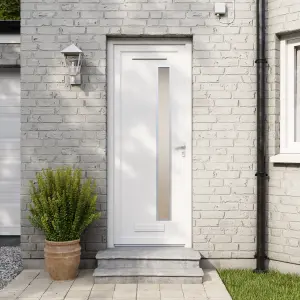 Fortia Gatteo Frosted Glazed White LH External Front Door set, (H)2085mm (W)920mm