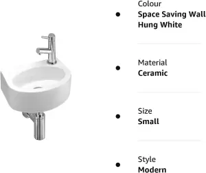 BELOFAY Ceramic Bathroom Sink, Oval Wash Basin, Cloakroom Corner Basin Bathroom Corner Sink with TAP, Bottle Trap & Pop-up Waste