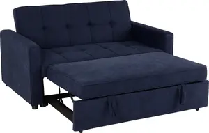 Astoria Sofa Bed in Navy Blue Fabric Contemporary and minimalist