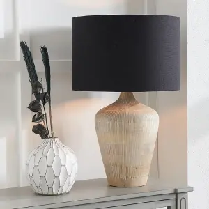 25cm Black Linen Drum Table Lampshade Self Lined Cylinder Shade