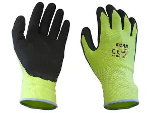 Hi-Vis Yellow Foam Latex Coated Gloves - Extra Large (Size 10)