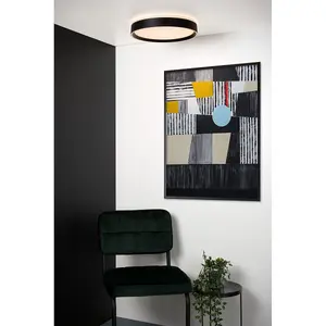 Lucide Nuria Modern Flush Ceiling Light 40cm - LED Dim. - 1x24W 2700K - 3 StepDim - Black