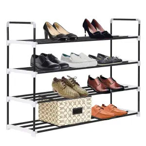 Berkfield Shoe Rack with 4 Shelves Metal and Plastic Black