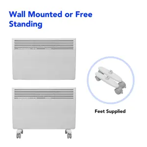 Smart Wifi Electric Panel Heater 1500W Timer Wall Mounted & Floor Stand White