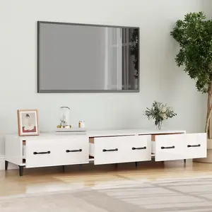 Berkfield TV Cabinet High Gloss White 150x34.5x30 cm Engineered Wood