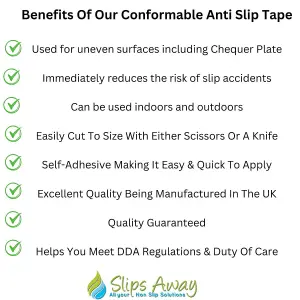 Conformable Non Slip Tape - Aluminium Foil Backing for Irregular Surfaces by Slips Away -Black 100mm x 18.3