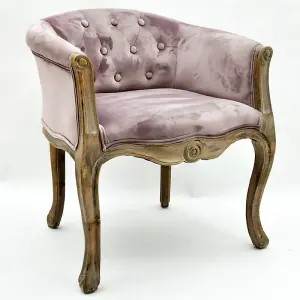 Natural FR Louis Chair - Velvet - L61 x W61 x H71 cm - Pink