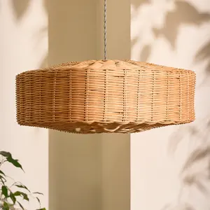 Traditional Roscoe Rattan Basket Weave Easy Fit Decor Ceiling Shade H20 x D50cm