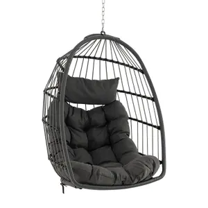 Costway Hanging Egg Chair Egg Swing Hammock Chair w/ Head Pillow & Large Seat Cushion