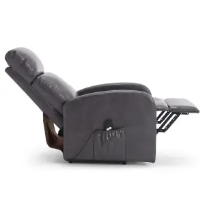 Rise & Recline Electric Recliner Armchair Faux Leather - Dom Dark Grey