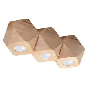 Woody Wood Natural 3 Light Classic Ceiling Light