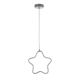 Star Matt Grey LED Pendant ceiling light, (Dia)300mm