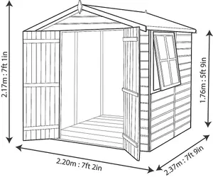 Shire Alderney 7x7 ft Apex Wooden 2 door Shed with floor & 1 window