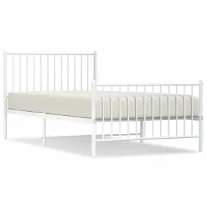 Berkfield Metal Bed Frame with Headboard and Footboard White 100x200 cm