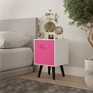 URBNLIVING 50cm Height Dark Pink 1-Drawer Cube Shelving Unit with Scandinavian Black Legs