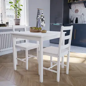 Vida Designs Yorkshire White Solid Pine 2 Seater Dining Set With 2 Chairs