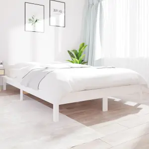 Berkfield Bed Frame White 140x200 cm Solid Wood Pine