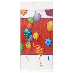 Unique Party Plastic Balloons Birthday Tablecloth White/Red (One Size)