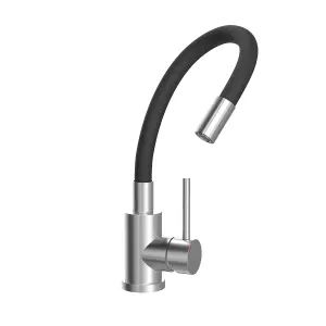 Quadron Maggie Stretch kitchen tap, Matte Black/Brushed Steel