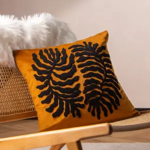 furn. Maldive Botanical Velvet Tufted Feather Filled Cushion