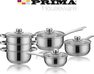 6pc Cookware Set Saucepan Frying Pan Stainless Steel Pots Non Stick Glass Ceramic New