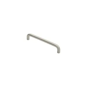 2x D Shape Cabinet Pull Handle 138 x 10mm 128mm Fixing Centres Satin Steel