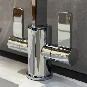 Liquida EB402CH Flat Style Modern Dual Lever Chrome Kitchen Mixer Tap