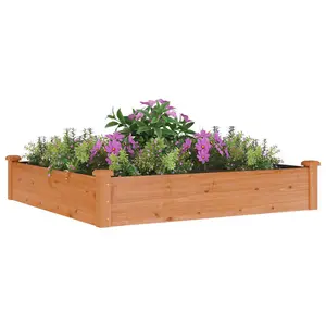 Berkfield Garden Raised Bed with Liner Brown 120x120x25 cm Solid Wood Fir